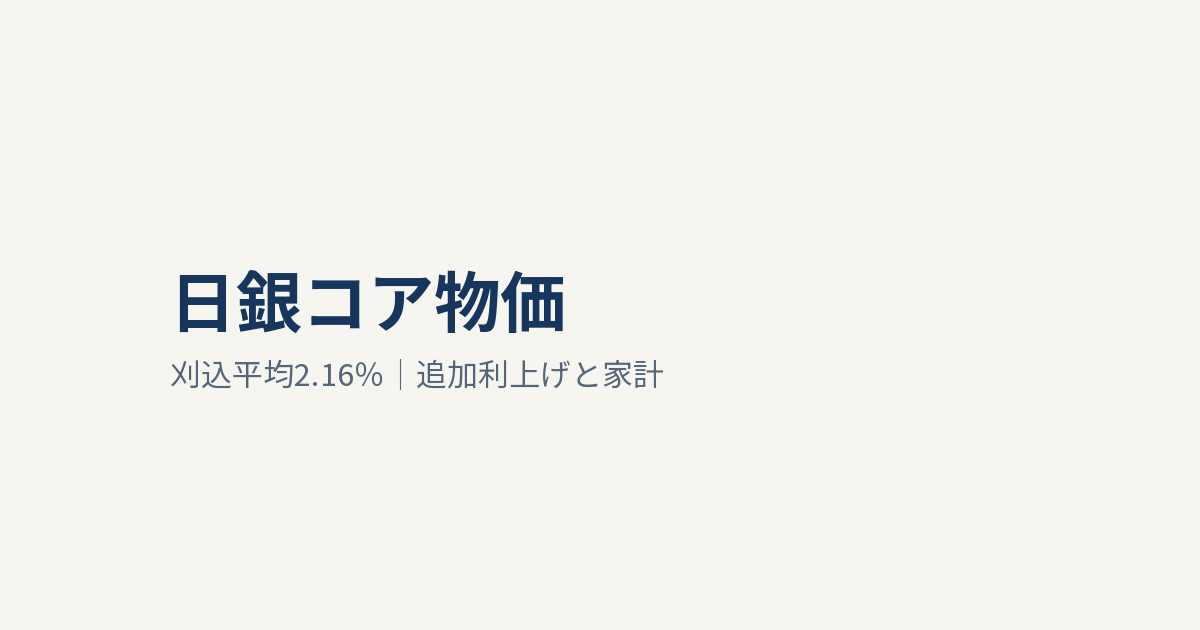 日銀コア物価、刈込平均2.16％へ上昇｜追加利上げ・日本株・家計への影響
