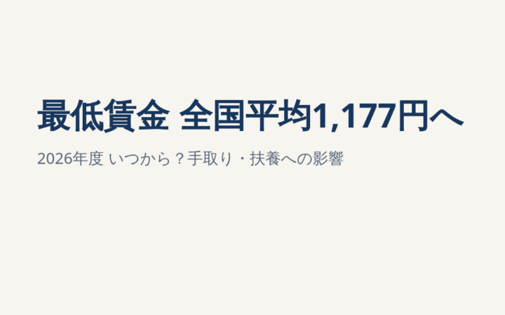 2026年度最低賃金、全国平均1,177円へ｜いつから？手取り・扶養への影響