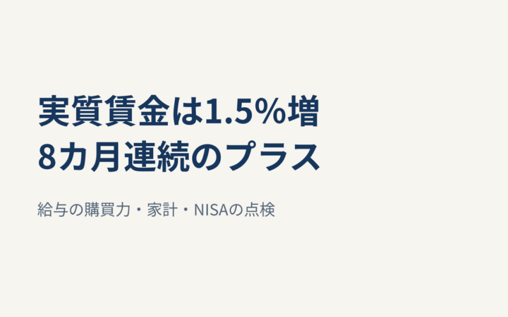 8月の実質賃金1.5％増、8カ月連続プラス｜NISA積立と家計の余力をどう考える？