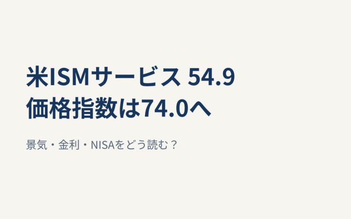 米ISMサービス景況指数54.9、価格指数74.0｜FRB・米国株・NISAへの影響
