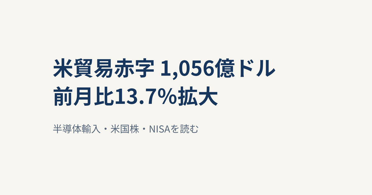 米貿易赤字が1,056億ドルへ拡大｜半導体輸入と米国株・ドル・NISAへの影響