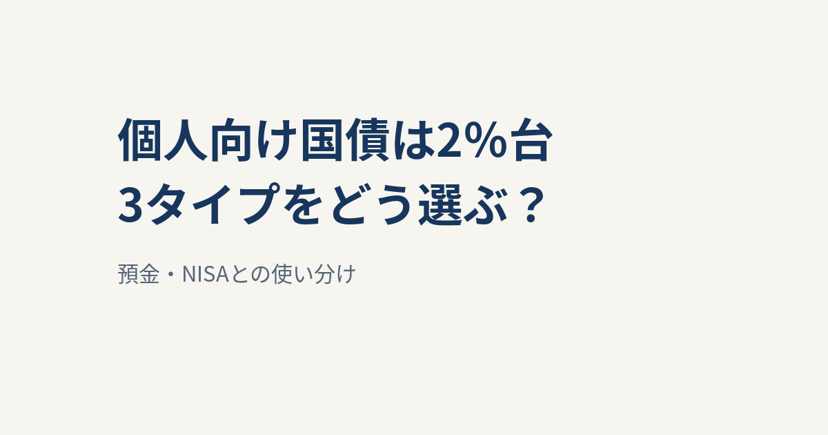 個人向け国債の金利が2％台｜変動10年・固定5年・固定3年の選び方
