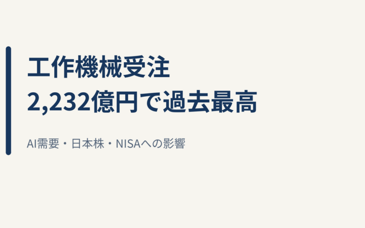 9月の工作機械受注2,232億円、過去最高｜AI需要・日本株・NISAへの影響