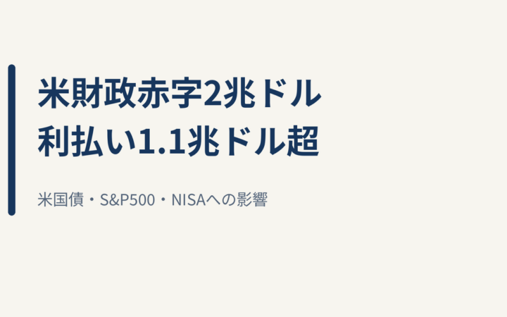 米財政赤字が2兆ドル、利払い1.1兆ドル超｜米国債・S&P500・NISAへの影響