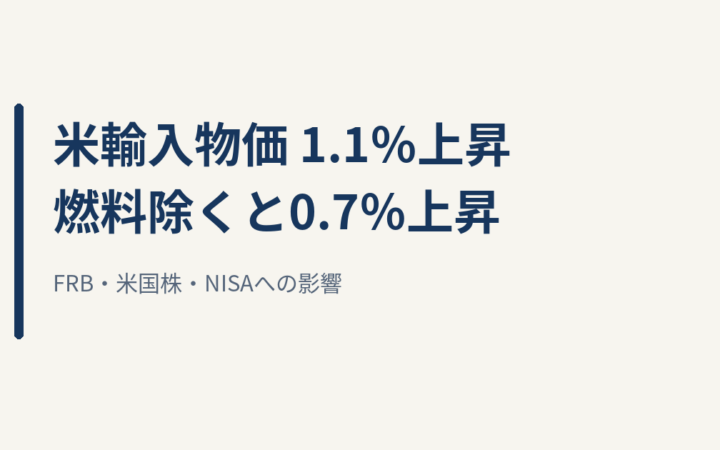 米輸入物価は前月比1.1％上昇｜FRB・米国株・NISAへの影響
